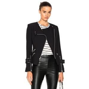 Veronica Beard Jordan Collarless Moto Blazer Dickey Jacket Black Women's Size 6